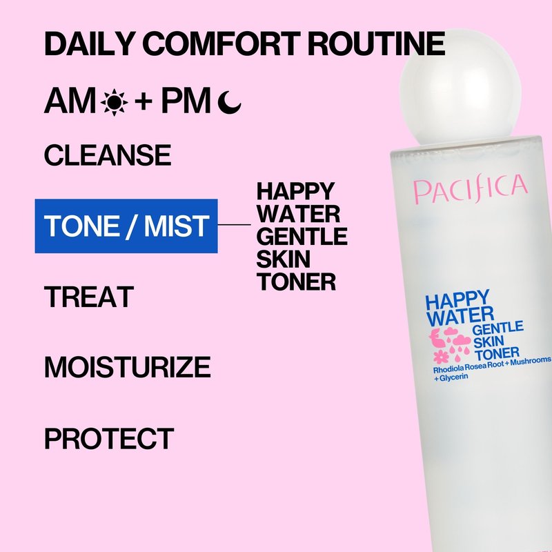 Pacifica Happy Water Hydrating Facial Toner – Vegan Ceramides, Hyaluronic Acid & Electrolytes, Refreshing & Calming for Balanced Skin, Clean Beauty, Vegan, Cruelty-Free, All Skin Types, 4 oz