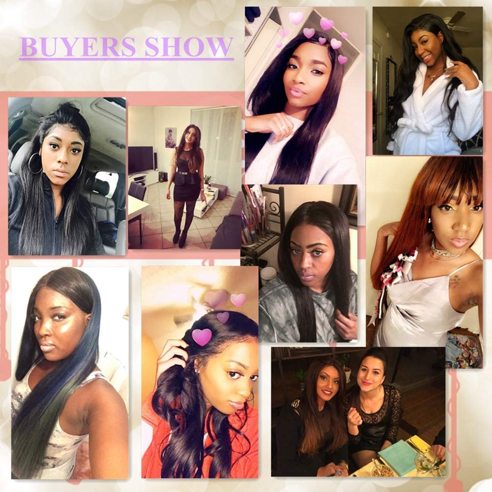 SINGLE BEST SingleBest 4x4 Lace Closure Human Hair Straight Wave 3 Part Closure with Baby Hair 8A Brazilian Virgin Remy Hair 130% Density Natural Color 10inch