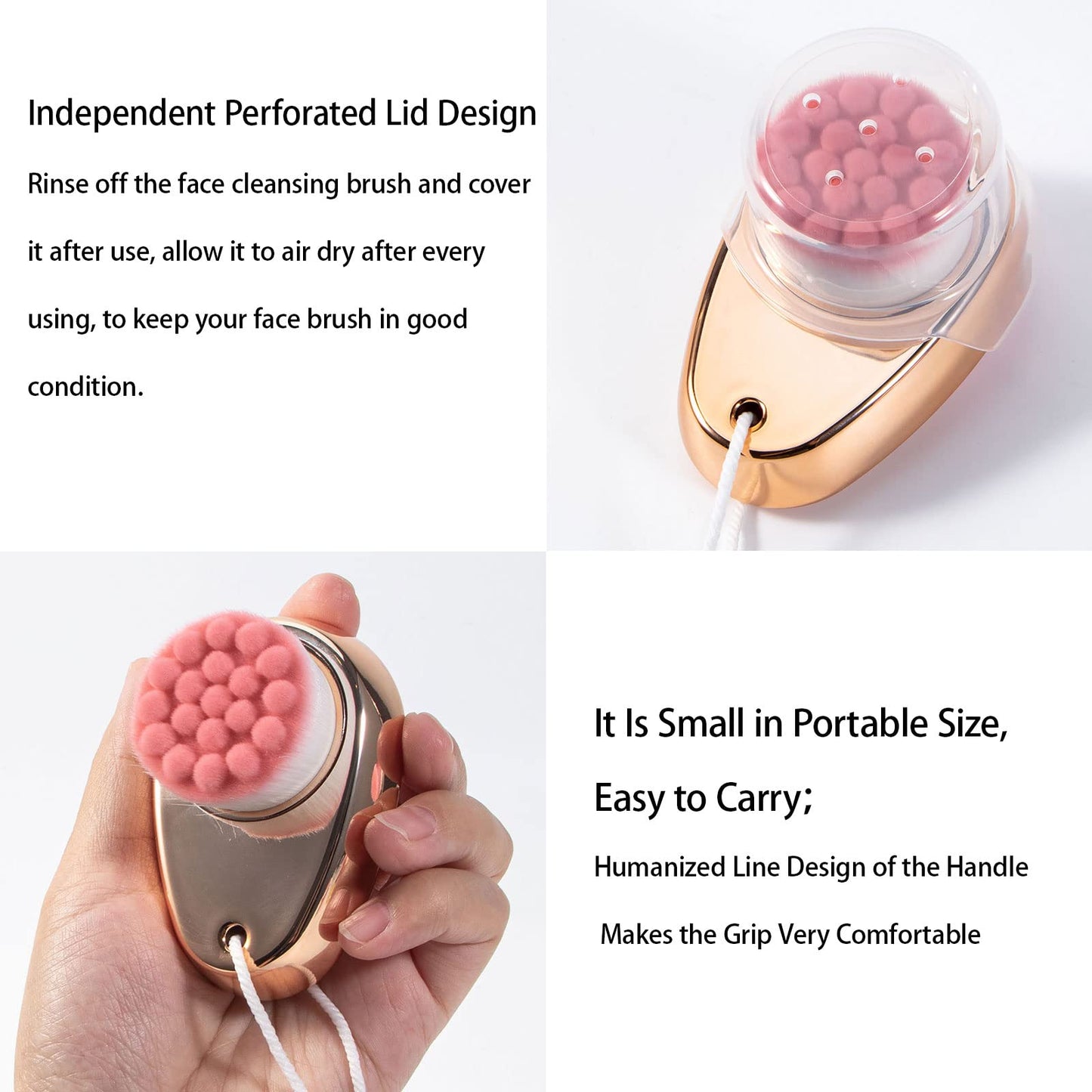 2 PCS Facial Cleansing Brush 2 in 1 for Face Exfoliation, Dual Sided Silicone Face Scrubber Soft Microfiber Face Scrub Brush for Pore Deep Cleansing & Skincare with Lid (Random Gold/Black Gold