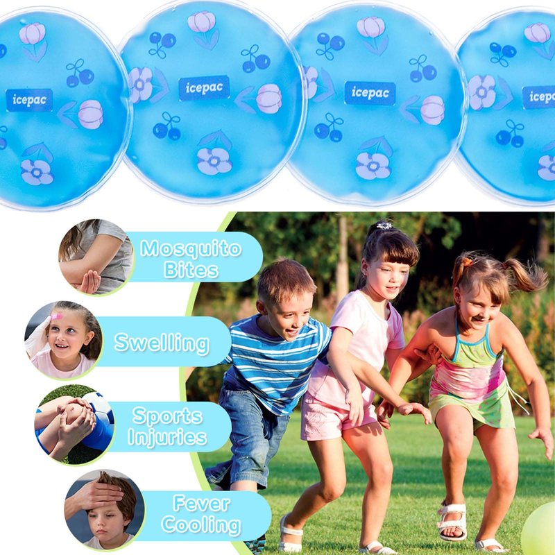Boo Boo Ice Packs for Kids, Small Reusable Flexible Gel Packs, Hot & Cold Compress for Face, Bumps and Bruises, Portable for Home Travel (Blue)