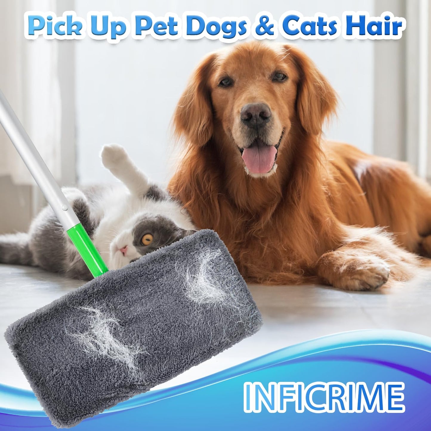 INFICRIME 6 Pack Reusable Microfiber Mop Pads Compatible with Swiffer Sweeper Mop, Dry Sweeping Cloths & Wet Mopping Cloths, Washable Mop Pads for Surface/Hardwood Floor Cleaning (Mop is Not Included)