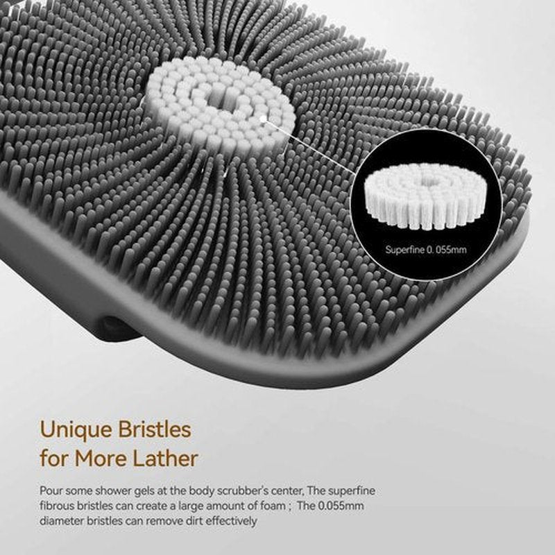 Silicone Body Scrubber for Men & Women, Friendly Shower Body Scrubber for Sensitive Skin, Silicone Loofah Body Scrubber for Showering with Richer Foam Bristles and Anti-Slippery Handle (3 Pack)