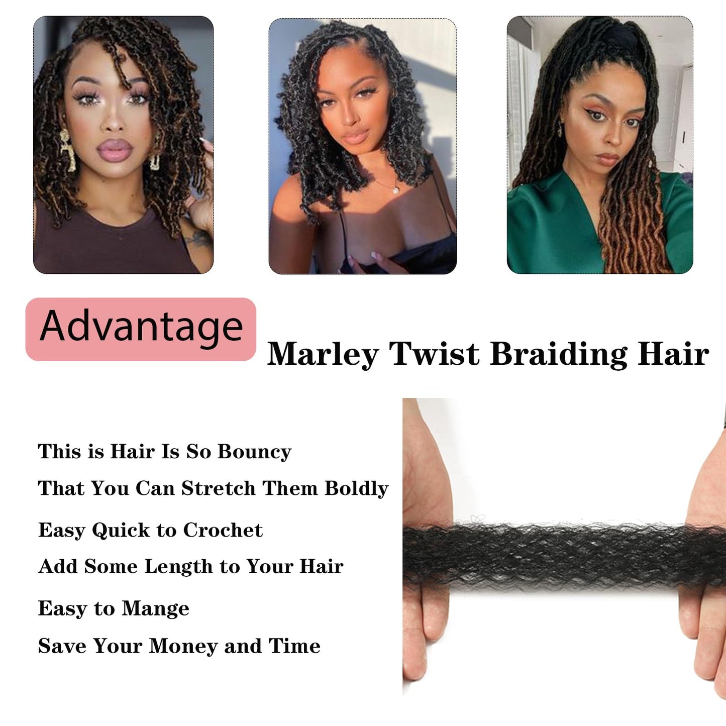 8 Inch Springy Afro Twist Hair Marley Twist Braiding Hair 3 Packs Kinky Twist Hair Short Marley Hair Wrapping Hair for Soft Locs Passion Hair Extensions…