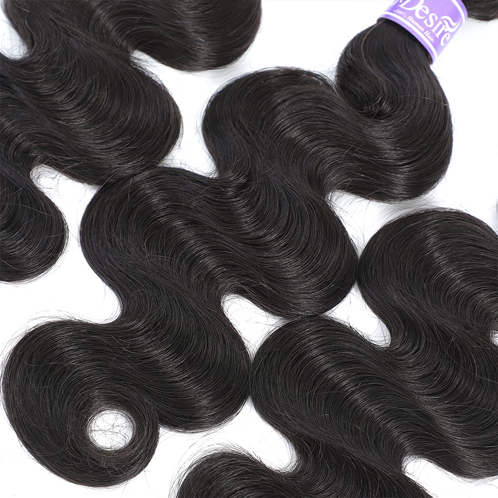 UDesire 12A Brazilian Body Wave Bundles (18 20 20 Inch) Human Hair 3 Bundles Unprocessed 100% Virgin Body Wave Human Hair Weave Bundles Natural Black