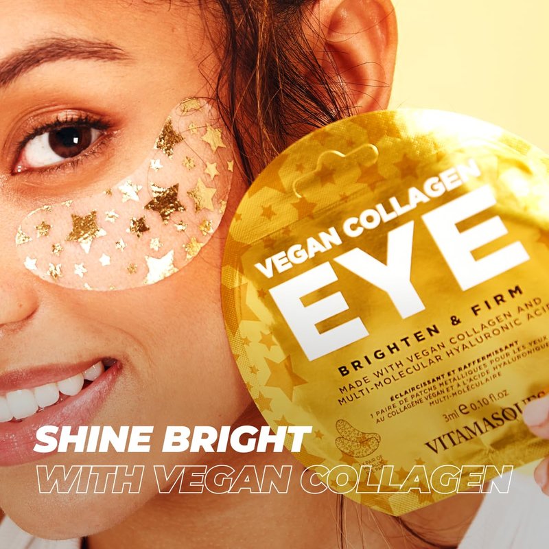 Vitamasques Under Eye Patches 3-Pack - Firming & Brightening - Anti Aging Collagen Korean Skin Care Reduce Fine Lines, Puffiness, Wrinkles & Dark Circles - Hyaluronic Acid - Vegan & Cruelty-Free