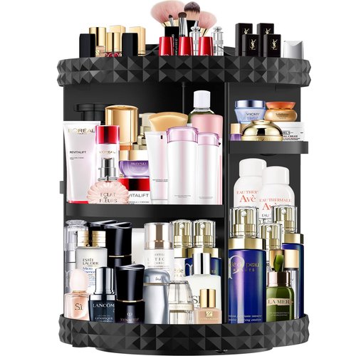 MISERWE Makeup Organizer 360 Degree Rotating 7 Adjustable Layers Large Capacity Cosmetic Organizer Transparent Make Up Organizers and Storage