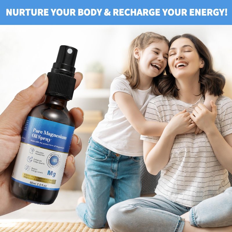 Pure Magnesium Oil Spray, 100% Pure & Natural Magnesium Spray, Gluten Free, Non-GMO Topical Magnesium Body Spray with Rosemary and Eucalyptus Oils, Magnesium Oil for Feet, 2.02FL.OZ (#1)