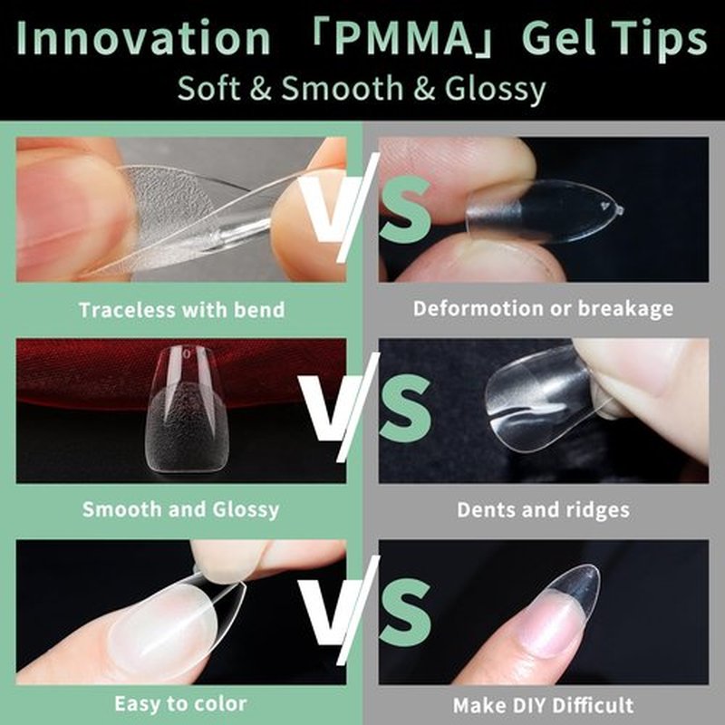 Short Coffin Nail Tips, 216pcs Acrylic Ballerina Fake Nails Soft Gel X Nail Tips, Full Cover Pre-Shaped Matte Clear Press on Nails for Extension, Diy at Home Manicure 12 Sizes