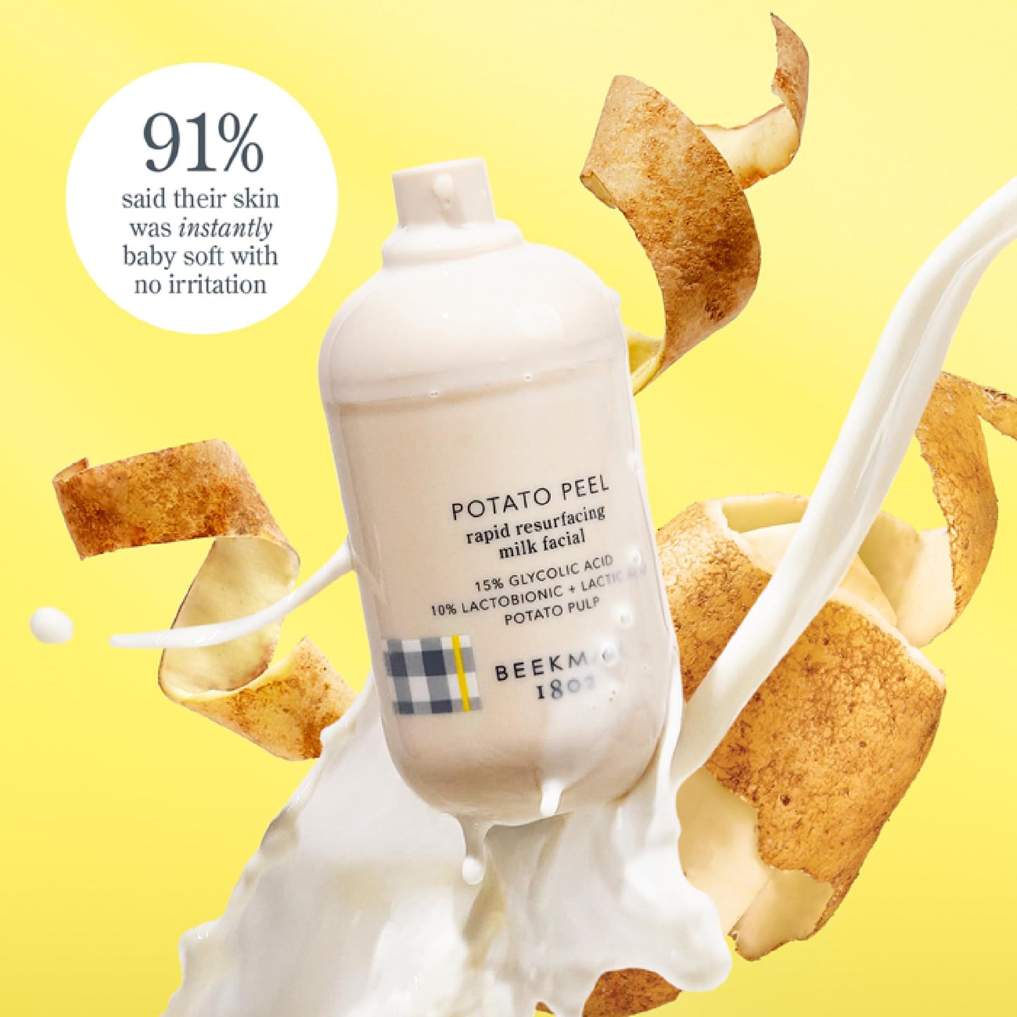 Beekman 1802 Potato Peel - 1.69 fl oz - Fragrance Free - Rapid Resurfacing Milk Facial - At-Home Peel - Visibly Reduces Appearance of Fine Lines & Dark Spots - Good for Sensitive Skin - Cruelty Free