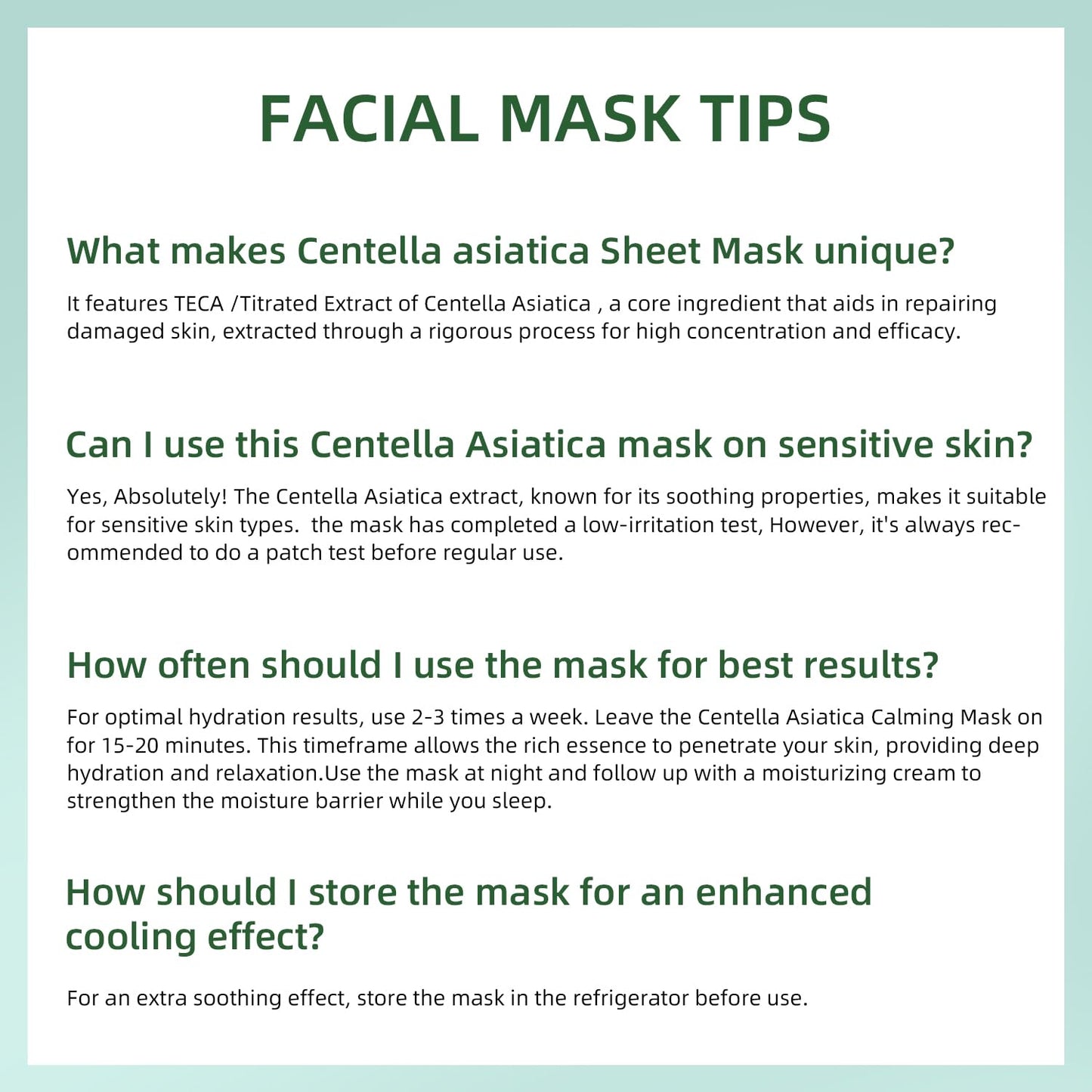Calming Mask for Face, Centella Asiatica Calming Mask, Facial Masks with Aloe Hyaluronic Acid for Sensitive Skin,Soothing,Anti Aging Face Mask,Face Masks Skincare,Hydrating Sheet Facial Masks 10 pack