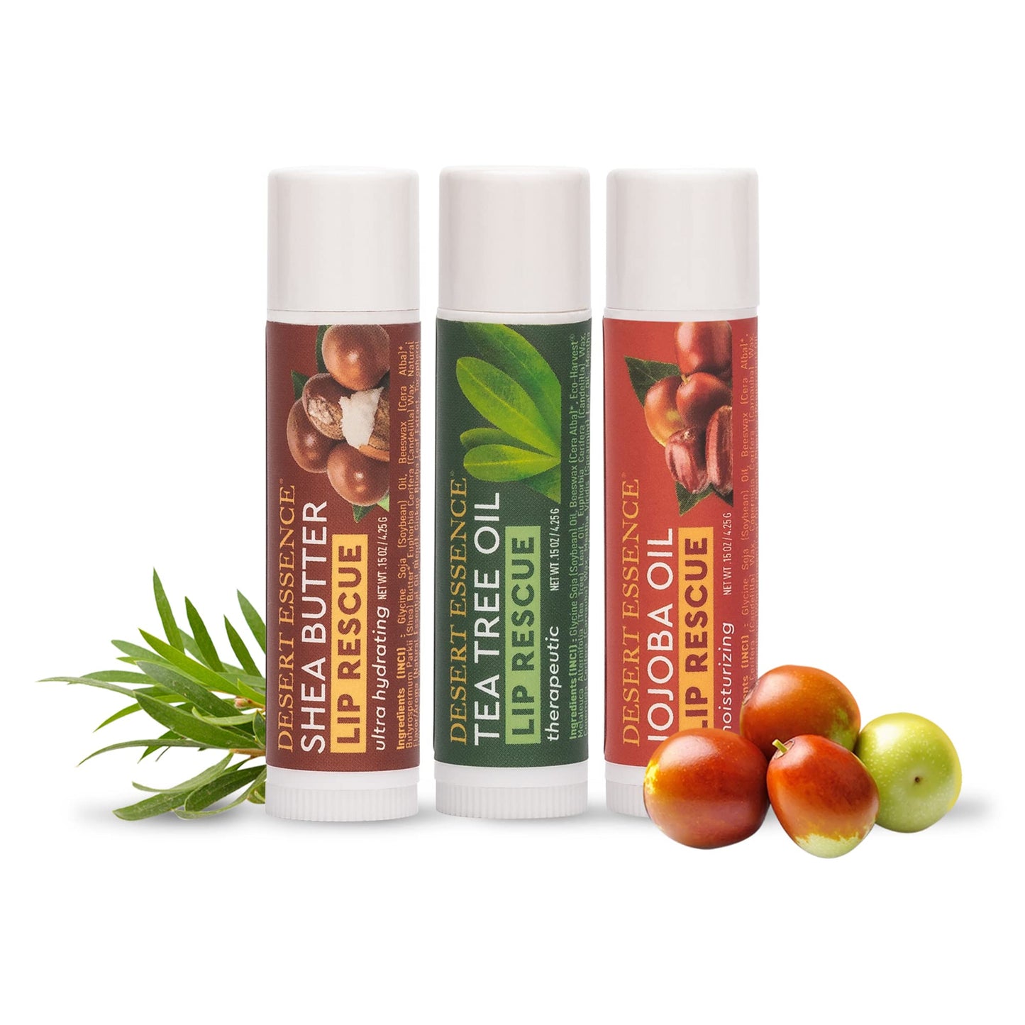 Desert Essence Lip Rescue Ultra Hydrating w/ Shea Butter - 0.15 Oz - Pack of 24, Soft Moisturizer Balm Stick, Ginkgo Biloba Extract- Soothes Dry Or Cracked Lips - Vitamin E - Beeswax - Peppermint Oil