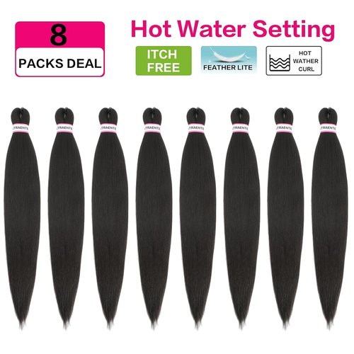 Brown Braiding Hair 8 Packs-26 Inch Long Braiding Hair, Pre Stretched Hair For
