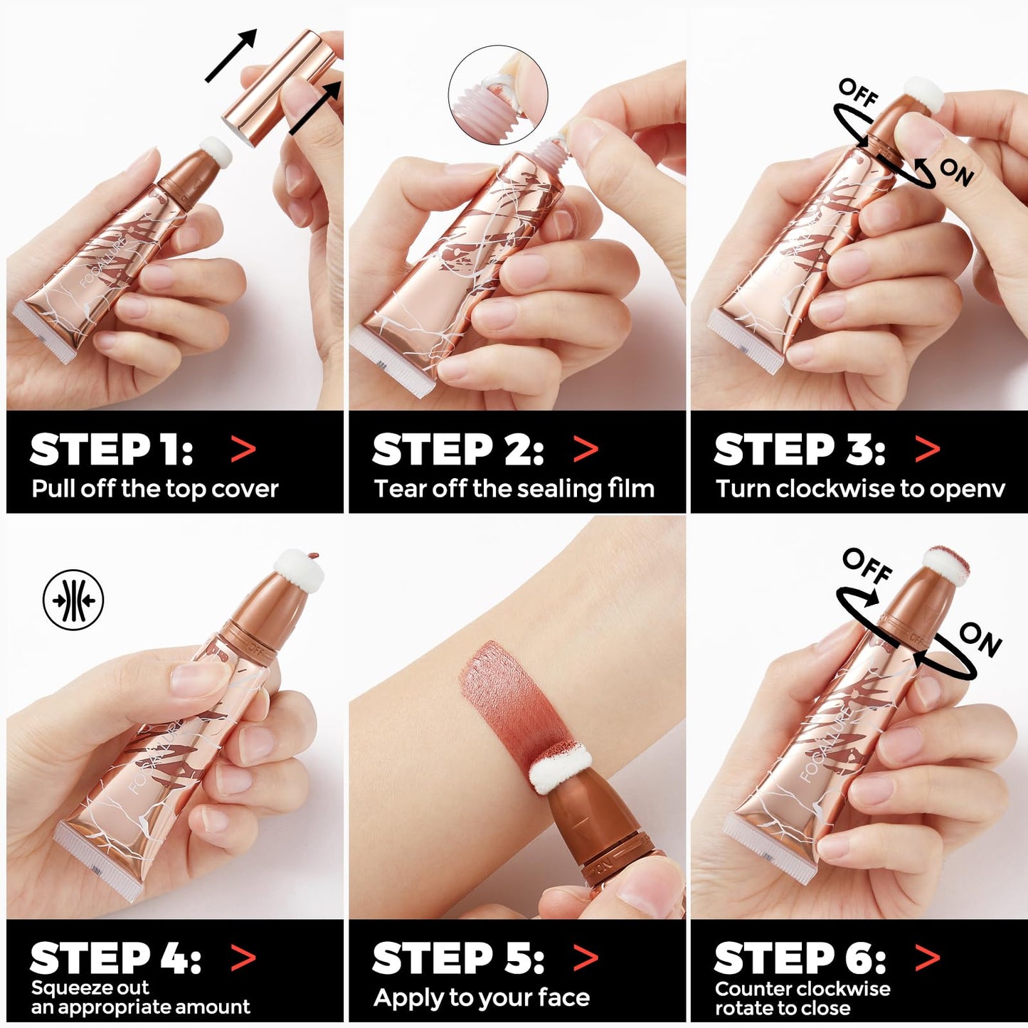 FOCALLURE 3 PCS Liquid Contour Stick,Moisturizing Highlighter,Blush and Bronzer,Silky Cream Contouring Pen with Soft Cushion Applicator,Long Lasting Face Illuminator Makeup,Daisy Chain