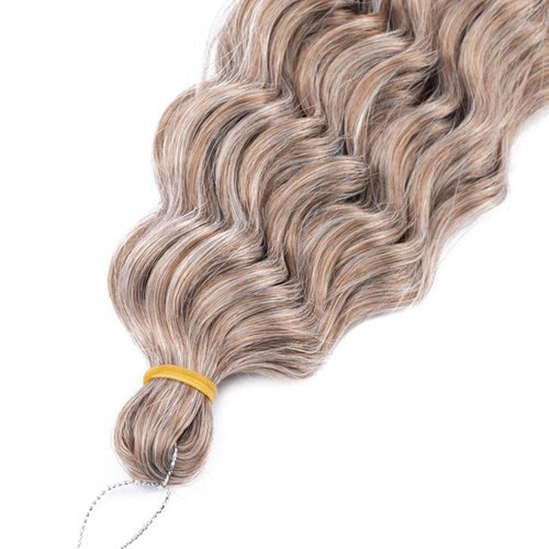 MAYSA Brown Curly Braiding Crochet Hair Extensions Synthetic Ocean Wave Crochet Hair 22inch 6Packs Ombre Crochet Hair Extension for Women #10/56c Brown mix Blond