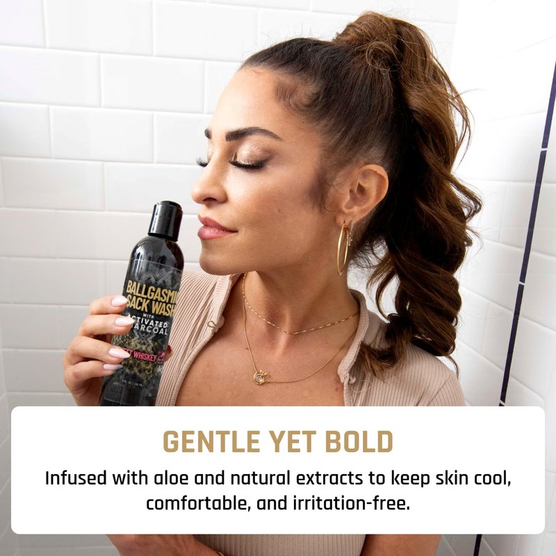 Derm Dude BallGasmic Ball Wash for Men – Anti-Chafing Body Wash with Activated Charcoal for Private Parts | Groin Cleanser & Odor Control Shower Gel – Sweet Whiskey Scent, 8oz