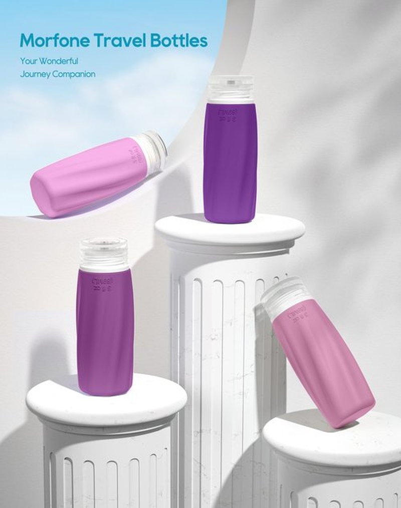 Morfone Travel Bottles for Toiletries, 3oz Tsa Approved Travel Size Containers Leak Proof Squeezable Travel Accessories Refillable for Shampoo Conditioner Lotion Liquids(Purple)