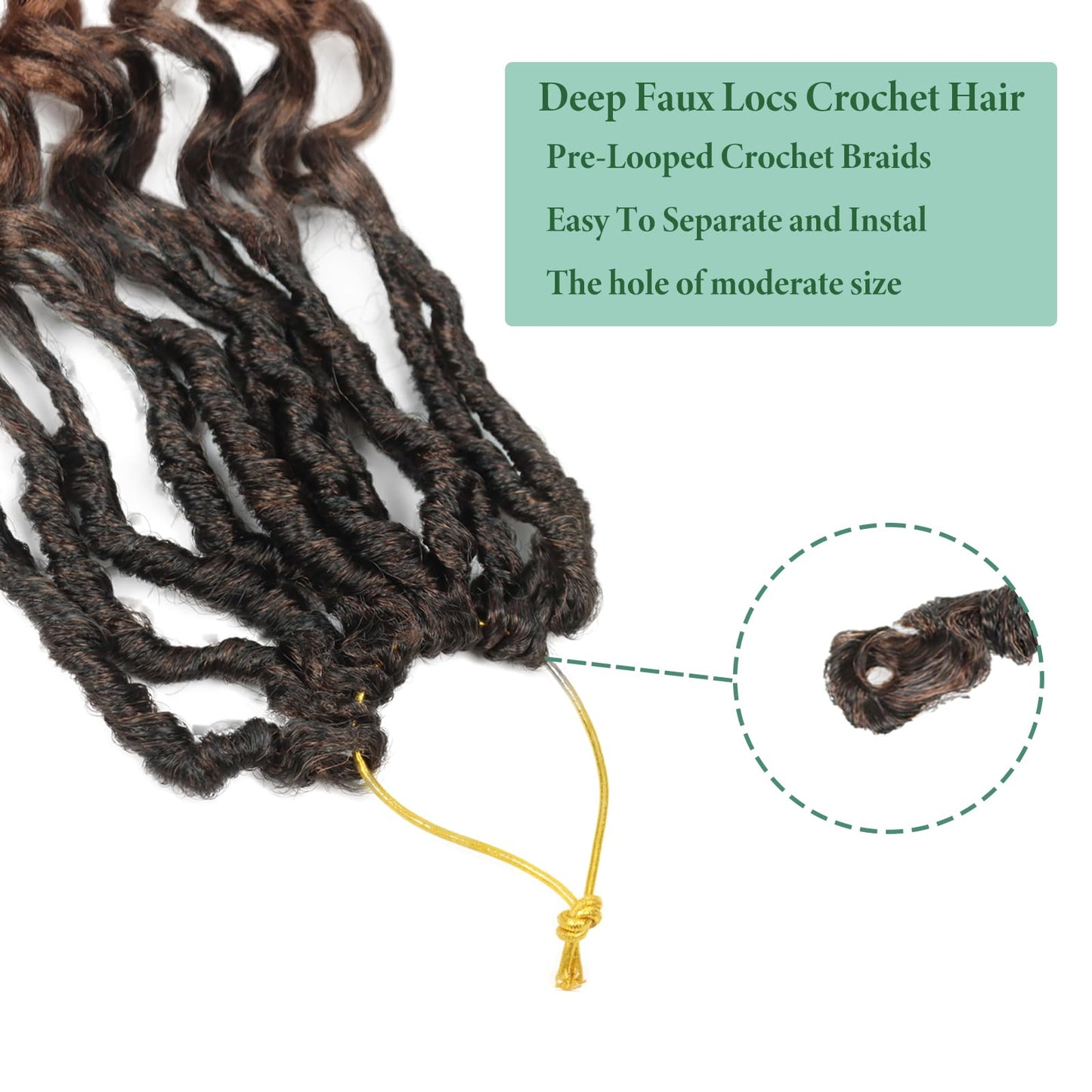 Deep Faux Locs Crochet Hair With Curly Ends 14 Inch Soft Locs Pre looped Goddess Locs Crochet Hair Deep Wave Crochet Braids for Women Locs Crochet Hair(Black to white)