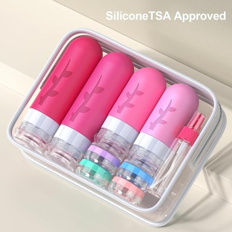 18pack Travel Bottles for Toiletries,TSA Approved Silicone Travel Containers jar for Toiletries,Leak Proof Refillable Liqus Shampoo And Conditioner Travel Essentials toiletry