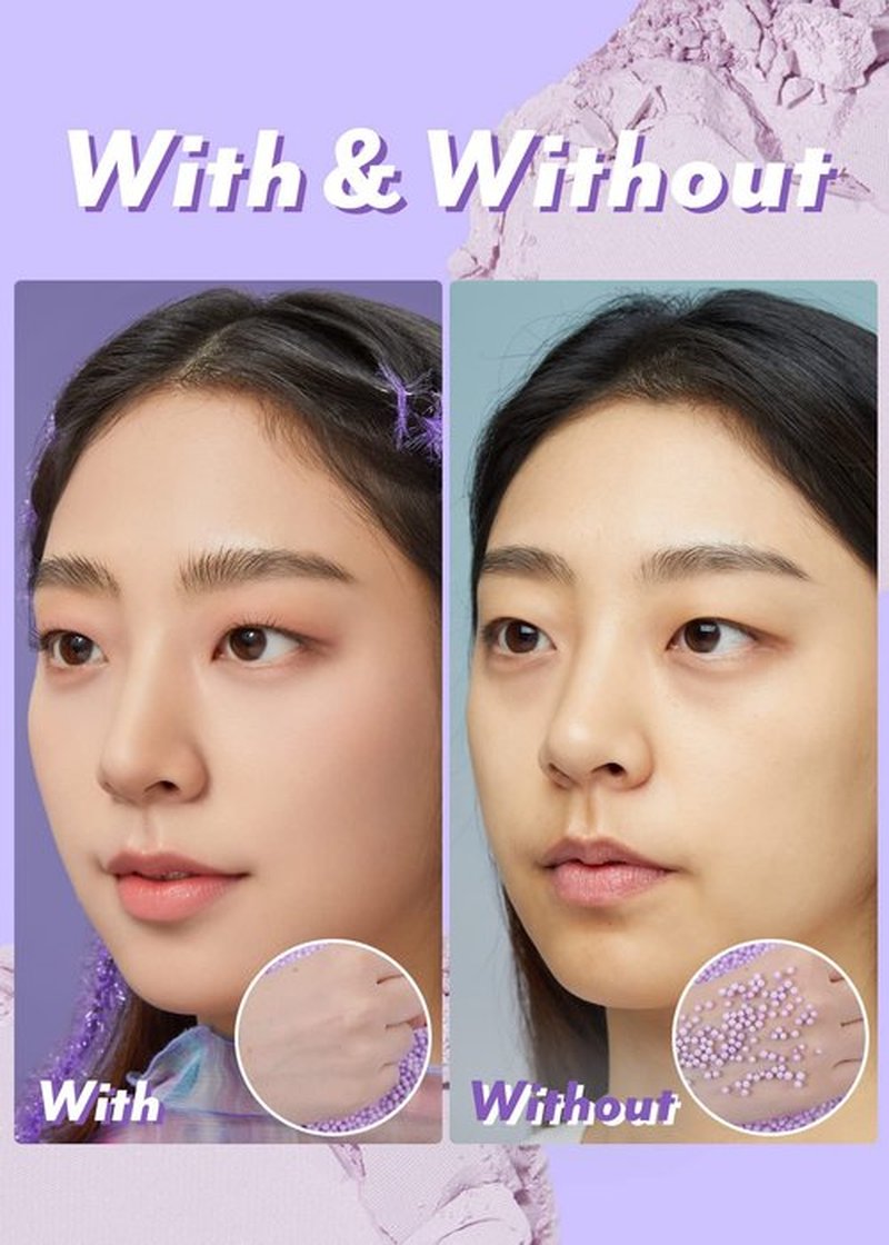 I'M MEME Compact - Purple Cotton Tone Control Pact | Korean Pressed Powder With Purple Berry Complex, Mineral, Translucent, for Blurring Effect, Setting Powder for Makeup, 0.33 Oz
