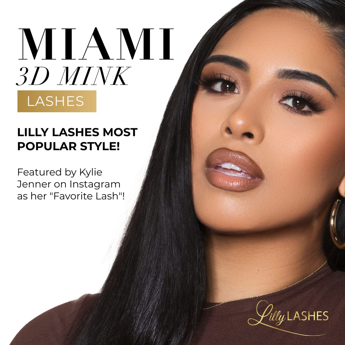 Lilly Lashes Miami 3D Mink Lashes - False Eyelashes Natural Look - Mink Eyelashes for Wispy Lashes Natural Look - Reusable Fake Eyelashes up to 25 Wears - Fluffy Eyelashes for Wispy Eyelashes