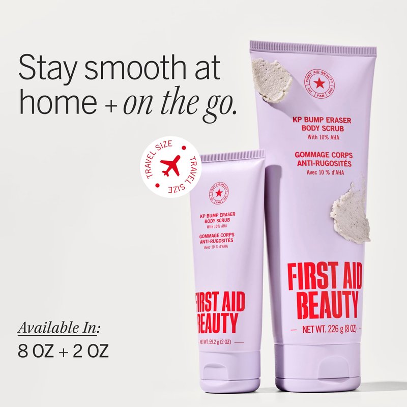First Aid Beauty - KP Bump Eraser Body Scrub with 10% AHA, Keratosis Pilaris Skin Exfoliater with Glycolic and Lactic acids, Helps Reduce Chicken Skin Bumps, Safe for Sensitive Skin, 4 oz