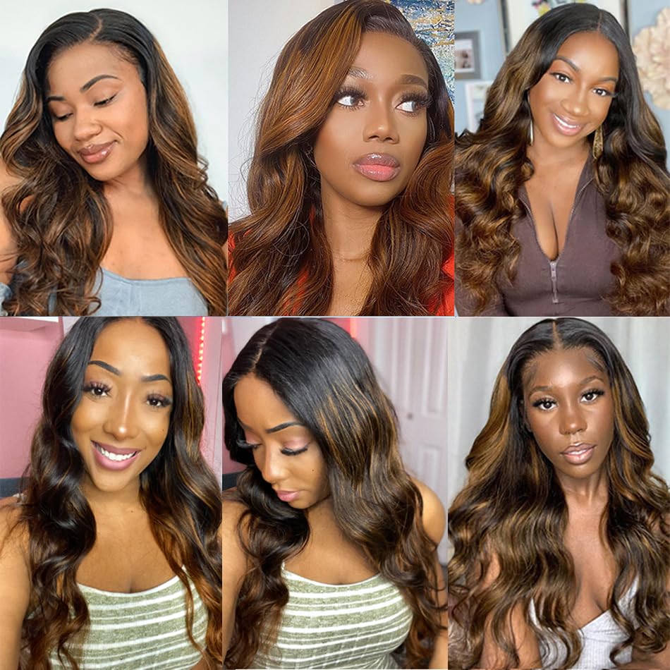 P1B/30 Bundles Human Hair Ombre Brown Body Wave Bundles 16 16 Inch Peruvian Hair Mixed Length 2 Bundles Two Tone And Light Brown Bundles Unprocessed Brown Human Hair Bundles Hair Weave