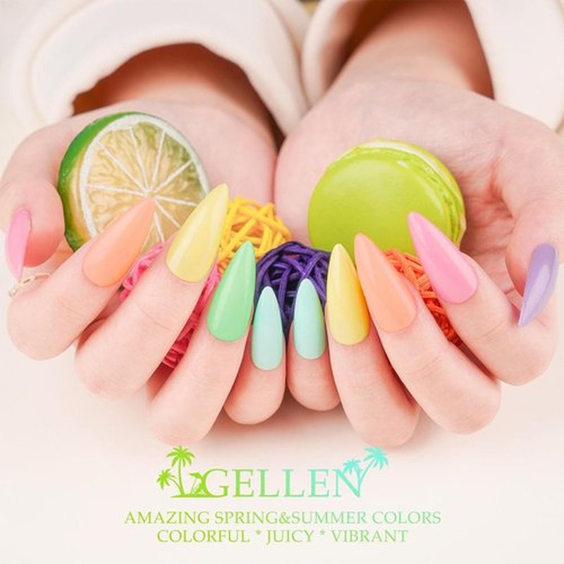 Gellen Gel Nail Polish Kit - 16PCS Pastel Dreamy Nail Polish Set With Top Base Coat, Spring Macaron Pink Blue Summer Gel Polish Soak Off UV Gel Manicure Salon Kit