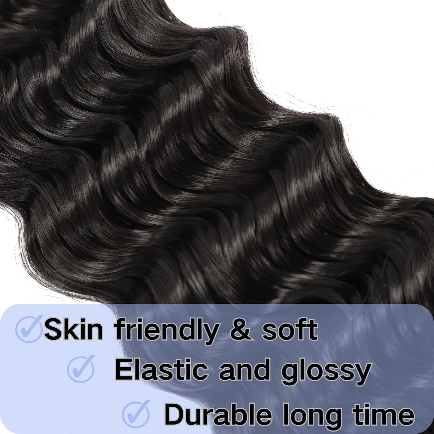 Deep Bulk Hair For Braiding HairWet And Wavy Deep Wave Bulk Hair 18inch 200g,Quality Synthetic Micro Braiding Hair Extensions for Boho Braids No Weft (2Pack 18inch Natural Color)