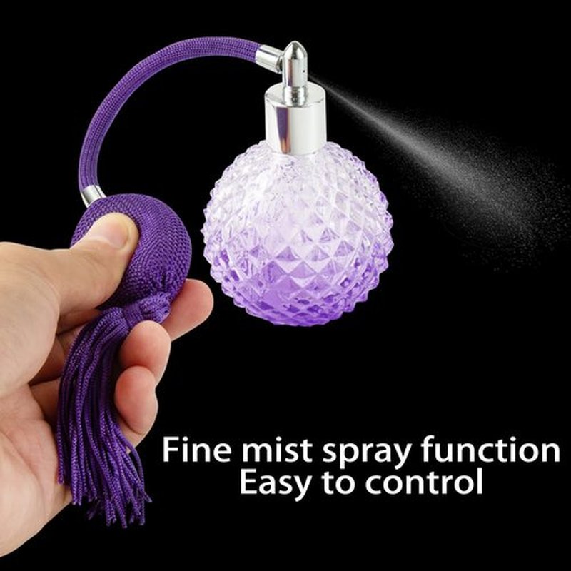 Lamoutor Vintage Perfume Spray Bottle 100ml Vintage Refillable Perfume Bottle with Long Tassel Purple