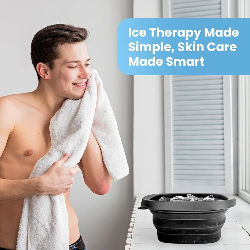 Ice Face Plunge Bowl - Collapsible Silicone Facial Tub for Cold Water Therapy | Large Portable Ice Bath for Skin Tightening & Puffiness Relief