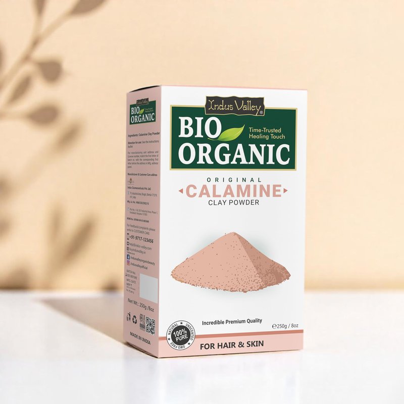 INDUS VALLEY Organic Calamine Clay Powder 100% Natural | Indian Healing Clay for Face & Body | Deep Pore Cleansing Facial & Body Mask | Exfoliating & Skin Care | 0.5 lb