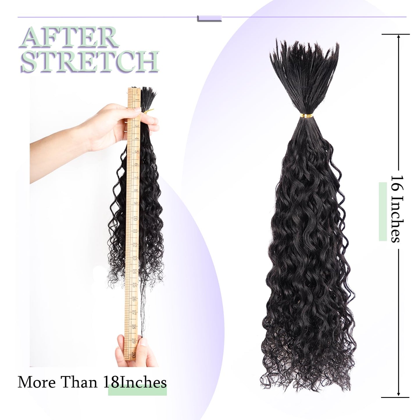 Pre-Divided Human Braiding Hair for Boho Braids Water Deep Wave Human Hair Bulk for Braiding Curly Human Hair for Boho Locs Boho Crochet Braids Human Hair Extensions (1B, 16"-320Strands)