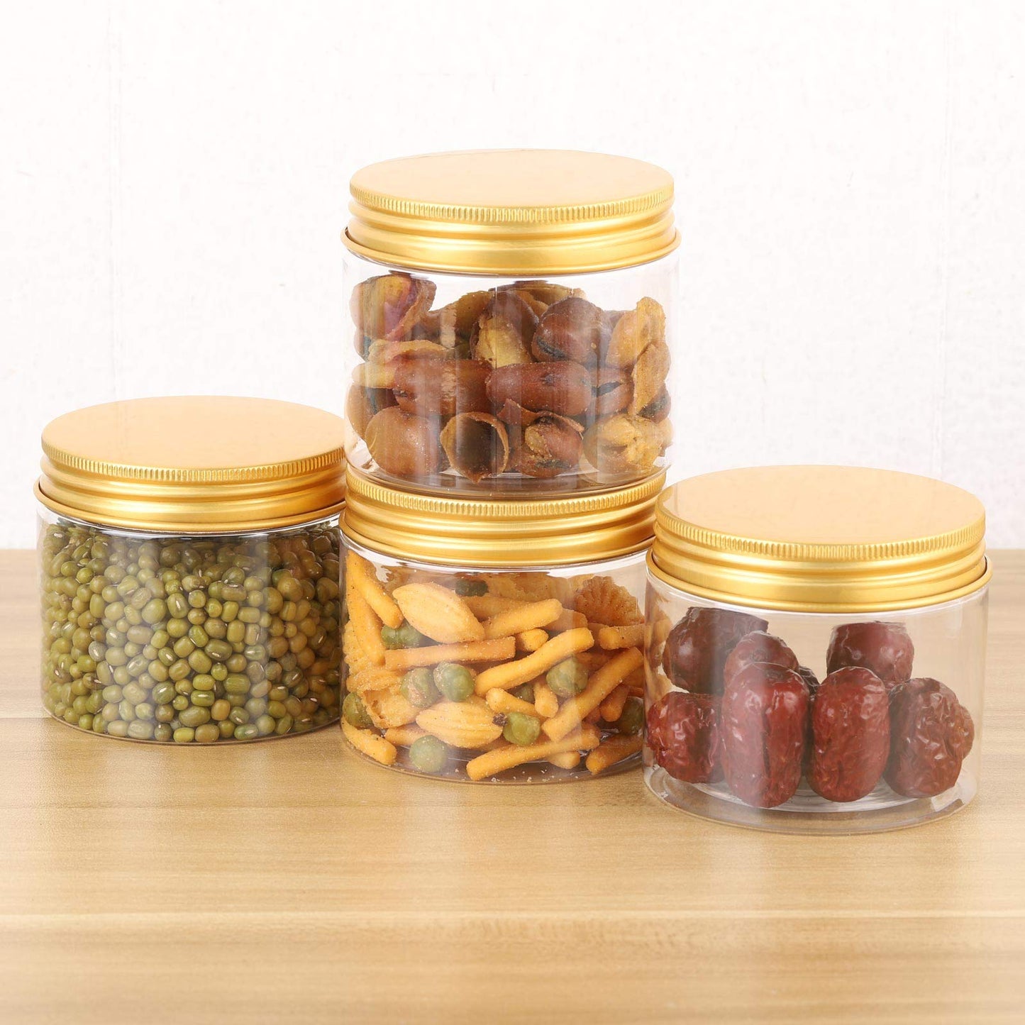12pcs 150ml Cosmetic Containers Empty Refillable Clear Plastic Jars with Gold Lid, Storage Cream,Lotion,Powder,Liquid-Business Packing Jar
