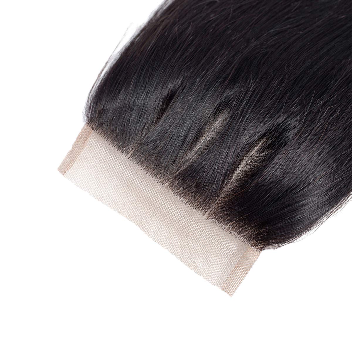 SINGLE BEST SingleBest 4x4 Lace Closure Human Hair Straight Wave 3 Part Closure with Baby Hair 8A Brazilian Virgin Remy Hair 130% Density Natural Color 10inch