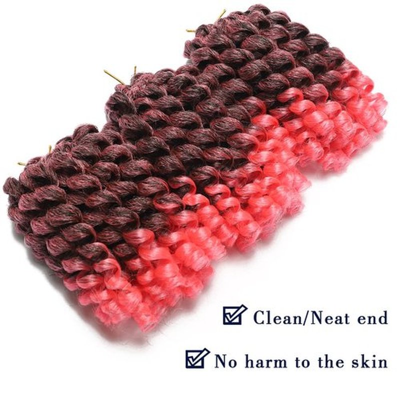 Crochet Braids Hair 8 Inch 3 Pack Jamaican Bounce Wand Curl Crochet Hair Synthetic Braiding Hair Extension Twist Crochet Hair (8 Inch (Pack of 3), Tpink)
