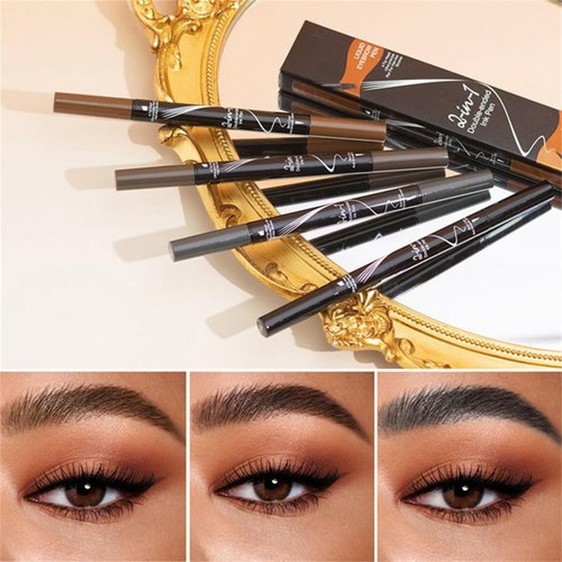 Forked Dual-Ended Liquid Eyebrow Pencil, Lilyrhyme Forked Dual-Ended Liquid Eyebrow Pencil, Hellokiss Microblading Eyebrow Pen Waterproof, Double Head Liquid Eyebrow Pencil