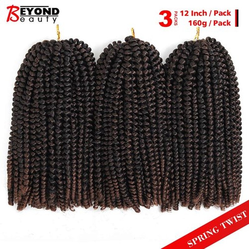 12 inch Spring Twist Crochet Braids Hair for Butterfly Locs Bomb Twist Crochet Hair Beyond Beauty Ombre Colors Synthetic Fluffy Hair Extension 3 Packs (12 Inch, M1B 30)