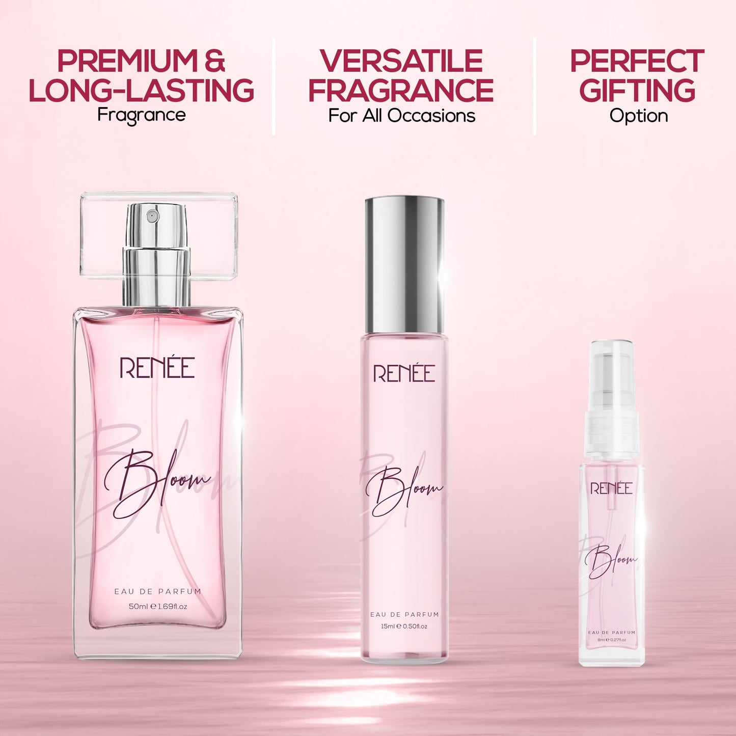 RENEE Eau De Parfum Bloom 8Ml, Premium Long Lasting Luxury Perfume Liquid Scent For All Occasions, Travel Friendly Mini Unisex, Perfume