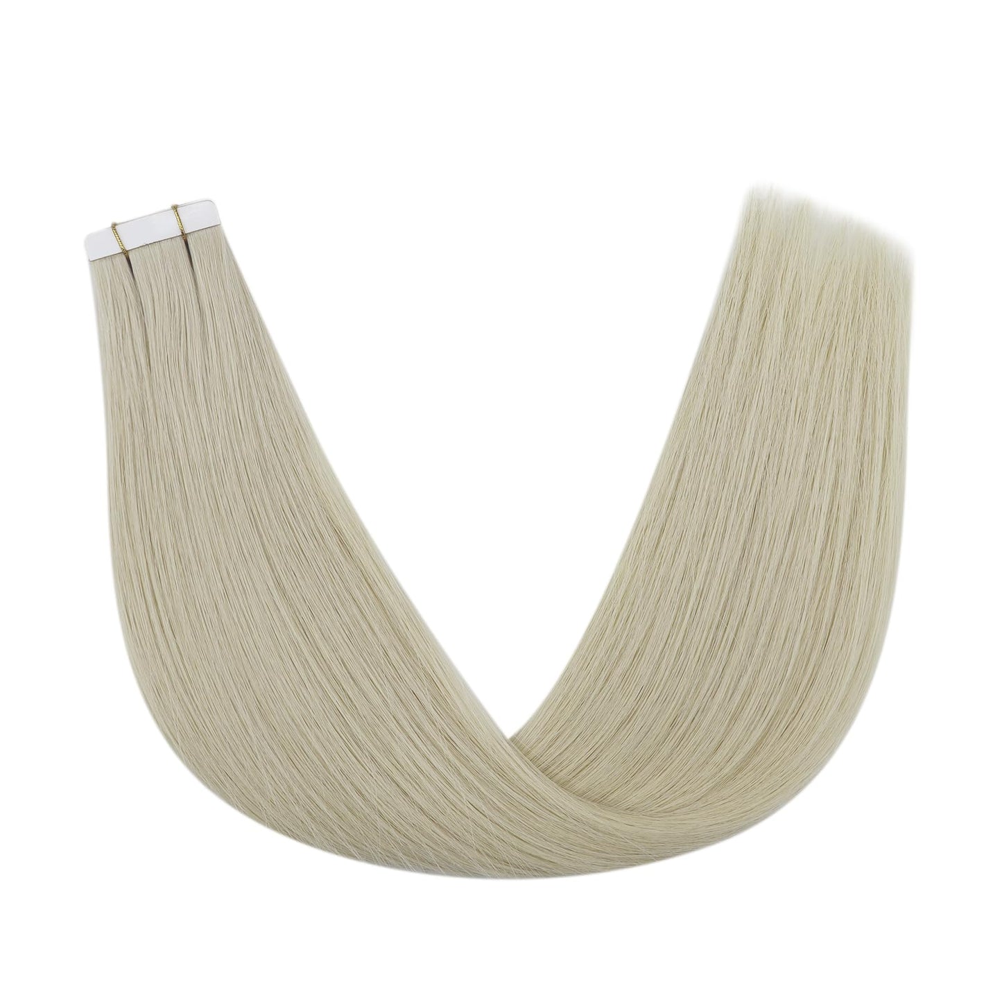 Full Shine Ice Blonde Tape in Extensions Human Hair Virgin Tape in Hair Extensions Real Human Hair Color 1000 Blonde 25 Gram Invisible Tape in Virgin Hair Extensions Straight Hair 10pcs Remy Hair