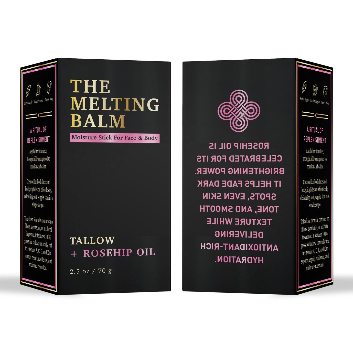 The Melting Balm - Tallow + Rosehip Oil Moisture Stick for Face & Body | 100% Grass Fed Tallow Balm | Clean Solid Moisturizer for Dry Sensitive Skin | Instant Relief & Continuous Recovery | 2.5 oz