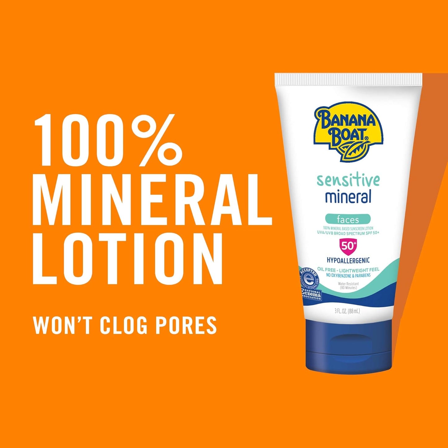 Banana Boat Sensitive 100% Mineral Sunscreen Lotion SPF 50 Twin Pack | Body Sunscreen, Sensitive Skin Sunblock, Oxybenzone Free Sunscreen, Banana Boat Mineral Sunscreen SPF 50, 6oz each