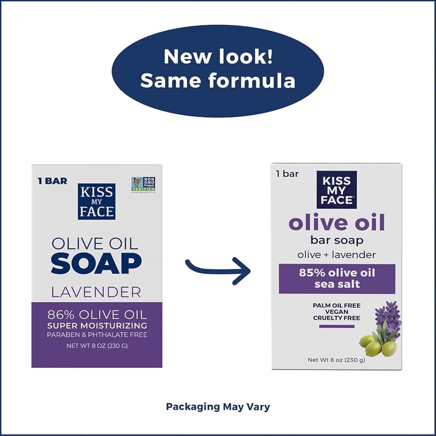Kiss My Face Olive Oil & Lavender Bar Soap 8 oz (Pack of 6)