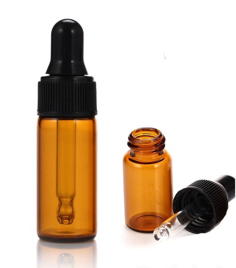 Elfenstall- 20pcs 5ml 1/6oz Amber Mini Glass Bottle Amber Sample Vial Small Essential Oil Bottle with Glass Eye Dropper + 1pc Glass Clean Cloth + 1pc 3ml Dropper