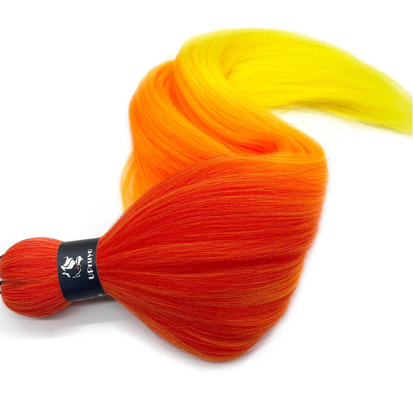 UPruyo Red Orange Yellow Ombre Braiding Hair Pre Stretched Kanekalo Colored Braiding Hair Extensions for Braiding Box Braids Prestretched Pre Sectioned Braiding Hair Ombre 26 inch