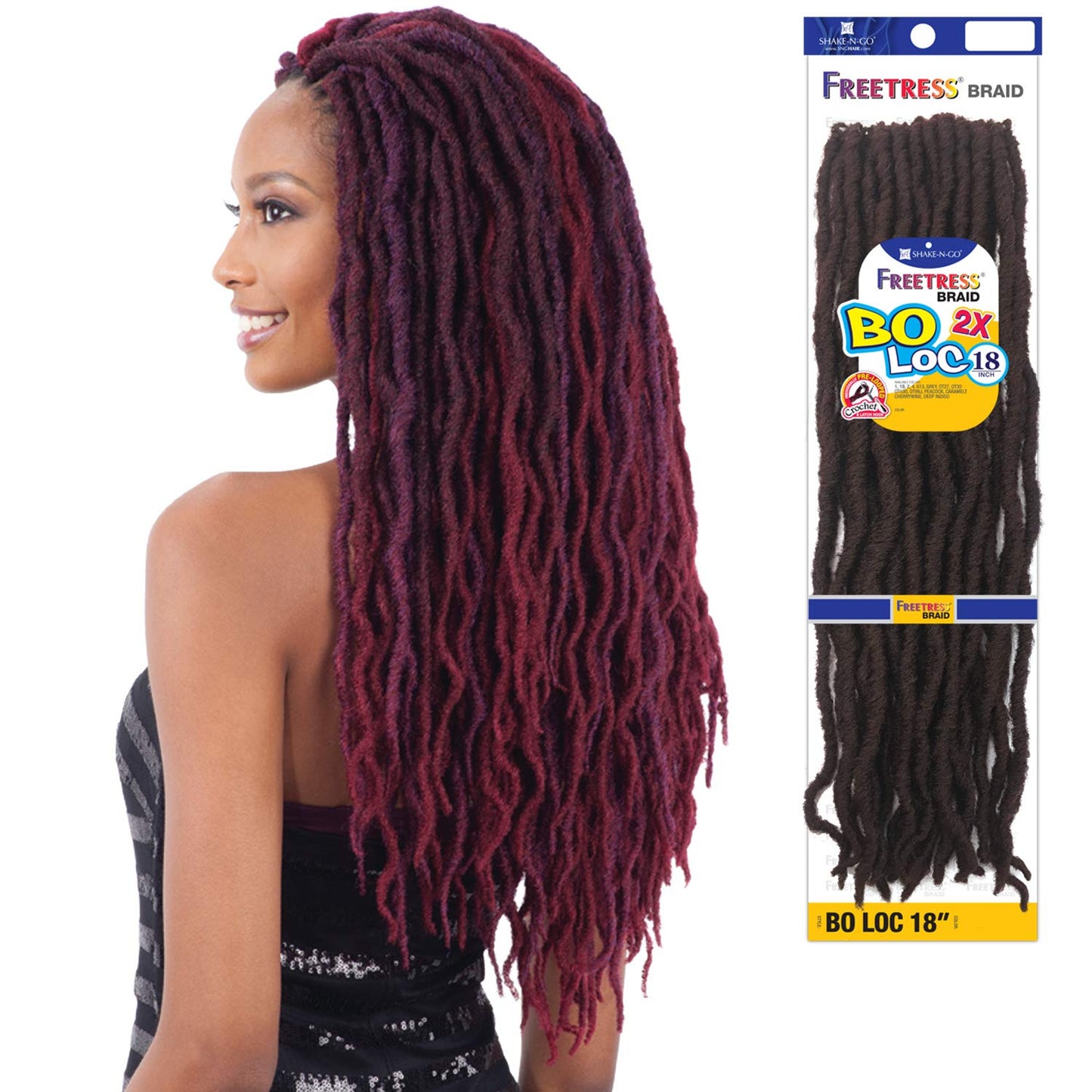 MULTI PACK DEALS! FreeTress Synthetic Hair Crochet Braids 2X Bo Loc 18" (6-PACK, 613)
