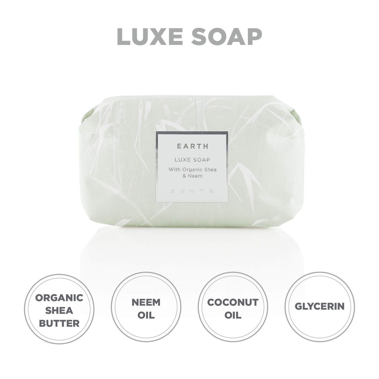Zents Triple-Milled Luxe Bar Soap (Earth Fragrance) | Moisturizing Soap with Organic Shea Butter | Gentle Hand & Body Wash | Nourishes & Softens Skin | 5.7 oz