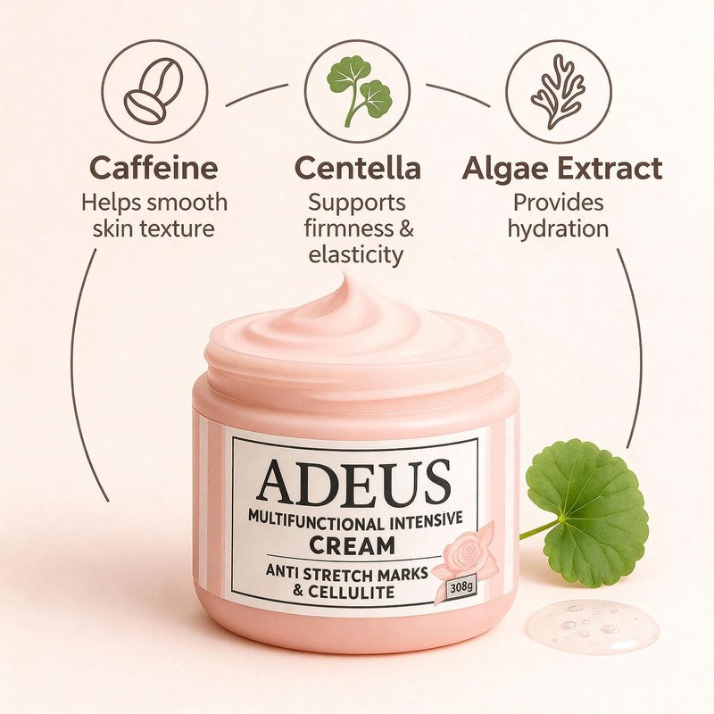 ADEUS Multifunctional Intensive Cream – Smooth & Tighten Skin – Targets Stretch Marks, Cellulite & Sagging Skin – Deep Nourishing & Elasticity-Boosting Formula for Women (10oz) (1)