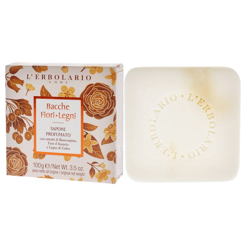 L'Erbolario Berries Flowers Wood Perfumed Soap - Soap Bar Provides Gentle Cleansing Action - Perfumed Body Soap - Rich in Coconut and Sunflower Oils - Scented Soap for Moisturised Skin - 3.5 oz