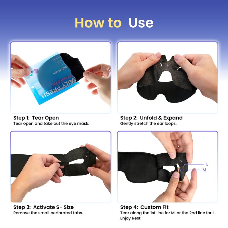 CROUVM 100 Packs Disposable Sleep Masks Bulk, Blackout Blindfolds for Men Women, Soft Eyemasks Adjustable for Sleeping Travel Yoga, Light Blocking Night Eye Mask for Party Games Team Building