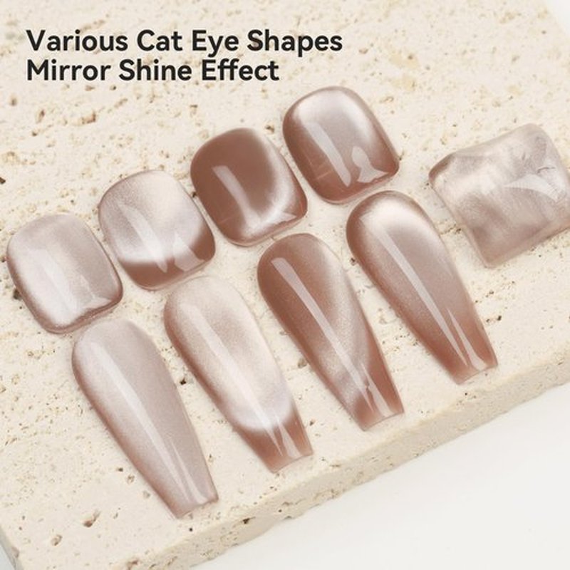 Bevimee Cat Eye Gel Nail Polish Moonlight, 12ML High Gloss Smoothie Glitter Brown Cat Eye Nail Polish Gel Magnetic Holographic UV Gel Polish for Nail Art Manicure Salon DIY at Home 1PC